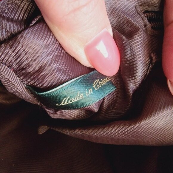 Lauren Ralph Lauren Dark Red Burgundy Leather Barrel Satchel Bag Purse - Picture 14 of 16